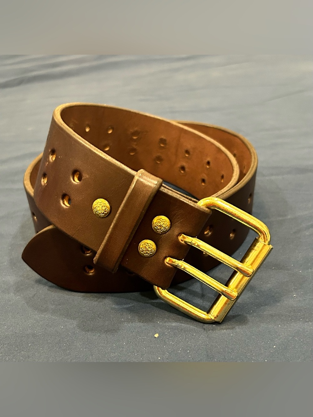 Forrest Hill Leather Craft Men's Brown  Belt SZ 36 Adjustable Studs